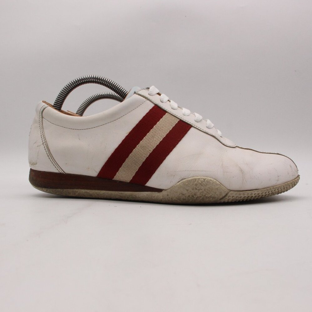 Bally Freenew/004 Men's 7 D White Leather Trainspotting Stripe Trainer Sneaker